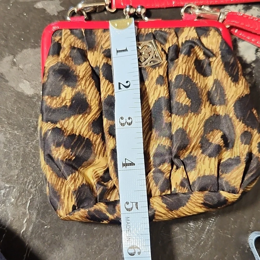 BRIGHTON Vng Cover Girl Pursette Leopard Pnt Kiss Lock Mini Crossbody Coin Purse